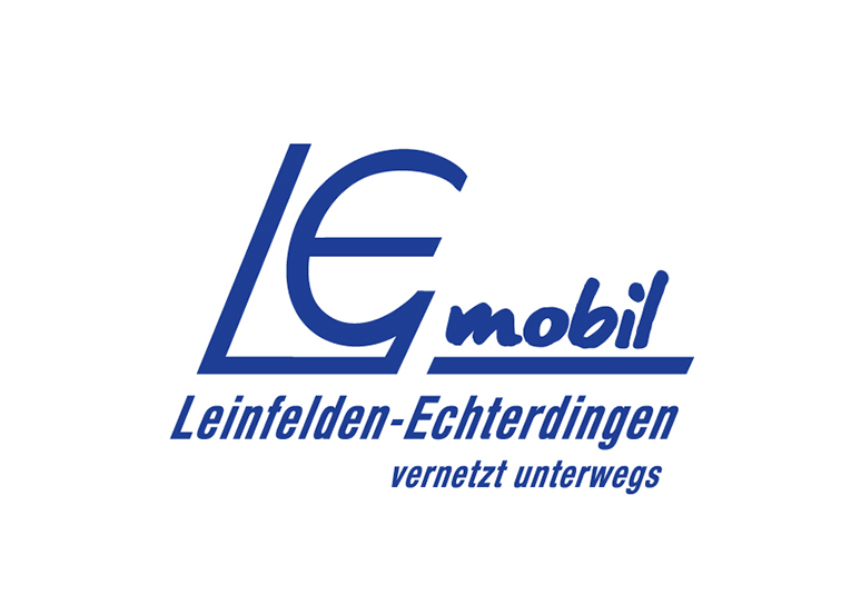 Logo LE mobil - blaue Schrift auf weißem Hintergrund