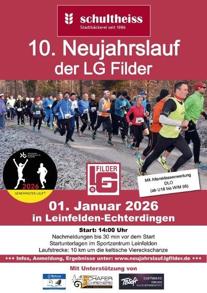 Veranstaltungsplakat LG Filder Neujahrslauf 2026 Veranstaltungsplakat LG Filder Neujahrslauf 2026