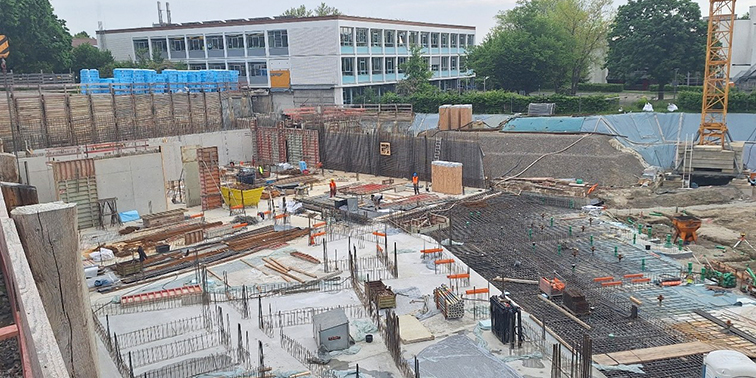 Baustelle Neubau Gartenhallenbad in Leinfelden