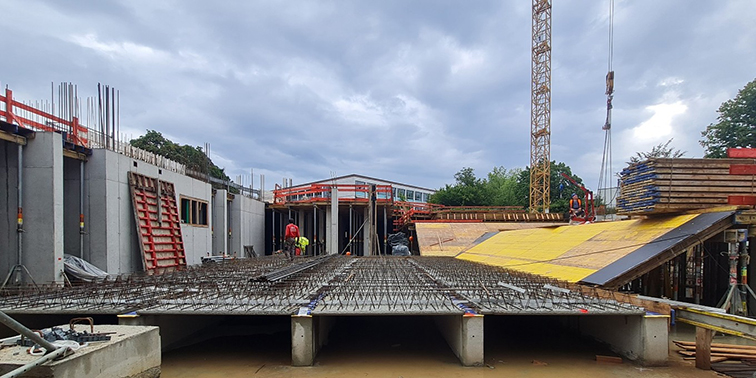 Baustelle Neubau Gartenhallenbad in Leinfelden