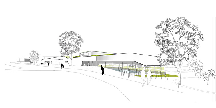 Gartenhallenbad Leinfelden Außenansicht eines Hallenbades