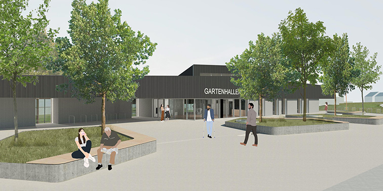 Gartenhallenbad Leinfelden Außenansicht eines Hallenbades