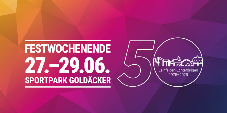50 Jahre Stadtjubiläum – Feiern Sie mit uns! Logo 50 Jahre Stadt Leinfelden-Echterdingen
