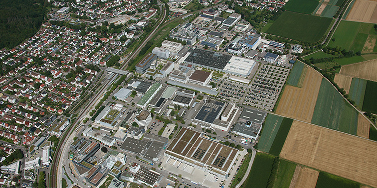 Luftaufnahme vom Industriegebiet in Leinfelden