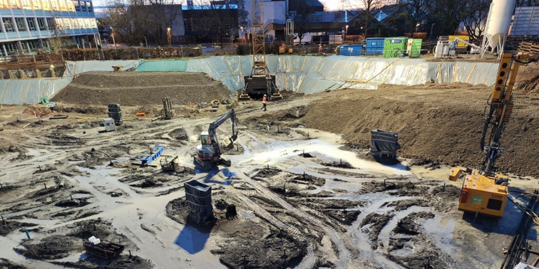Baustelle Neubau Gartenhallenbad in Leinfelden