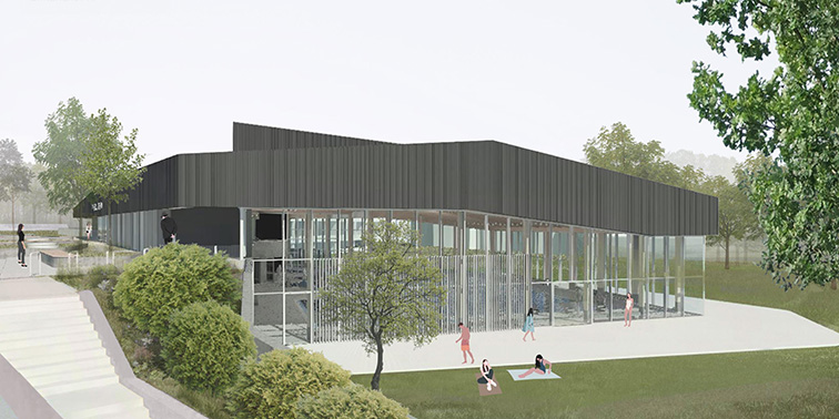 Gartenhallenbad Leinfelden Außenansicht eines Hallenbades