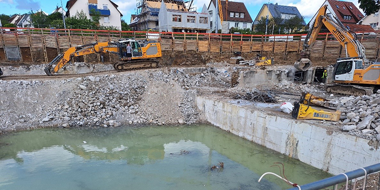 Gartenhallenbad Leinfelden Baustelle Neubau Gartenhallenbad in Leinfelden