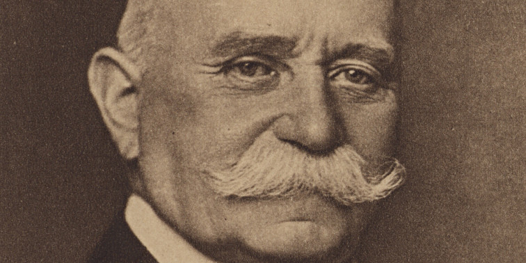 Persönlichkeiten der Stadt Portraitfoto von Ferdinand von Zeppelin (in Sepiafarben)
