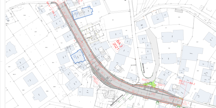 Plan vom Sanierungsabschnitt der Stettener Hauptstraße