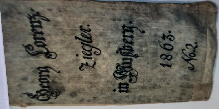 Alter Fruchtsack mit Aufschrift „Georg Lorenz Ziegler" 1863 No.2