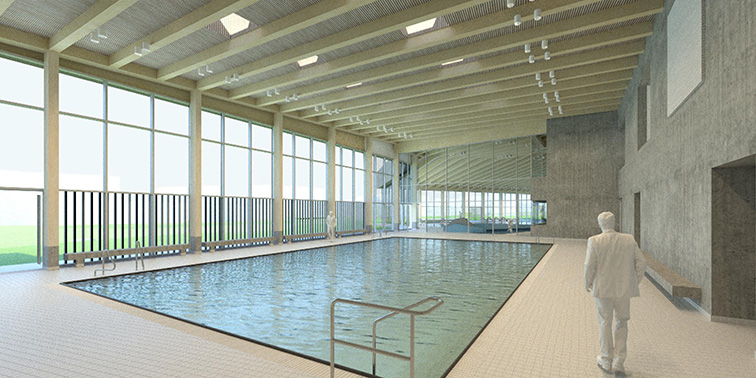 Gartenhallenbad Leinfelden Innenansicht eines Hallenbades