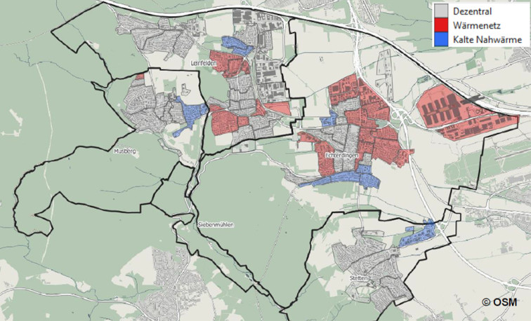 Übersicht Eignungsgebiete für Wärmenetze bzw. gebäudeindividuelle Wärmeversorgung Übersicht Eignungsgebiete für Wärmenetze bzw. gebäudeindividuelle Wärmeversorgung
