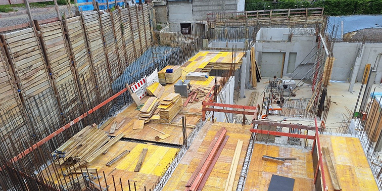 Baustelle Neubau Gartenhallenbad in Leinfelden