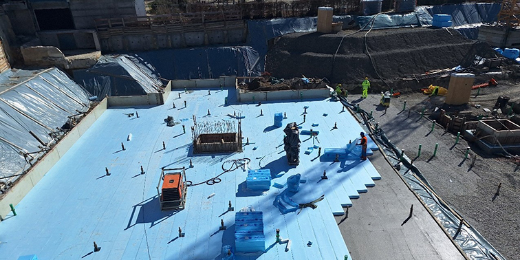 Baustelle Neubau Gartenhallenbad in Leinfelden