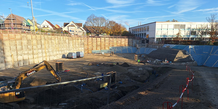 Gartenhallenbad Leinfelden Baustelle Neubau Gartenhallenbad in Leinfelden