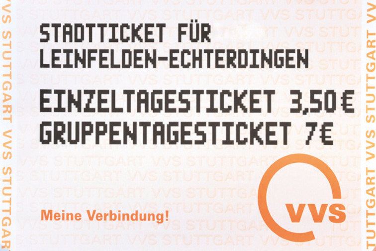 StadtTicket-Fahrschein der VVS VVS-Fahrschein StadtTicket Leinfelden-Echterdingen