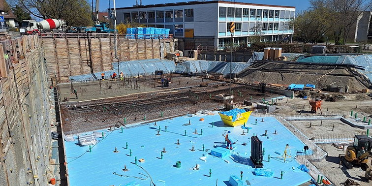 Gartenhallenbad Leinfelden Baustelle Neubau Gartenhallenbad in Leinfelden